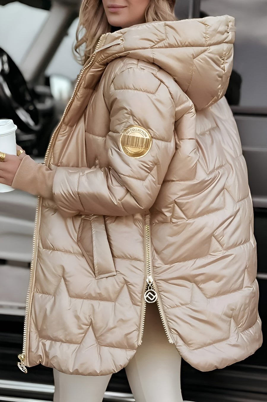 Abrigo puffer acolchado largo para mujer (4)