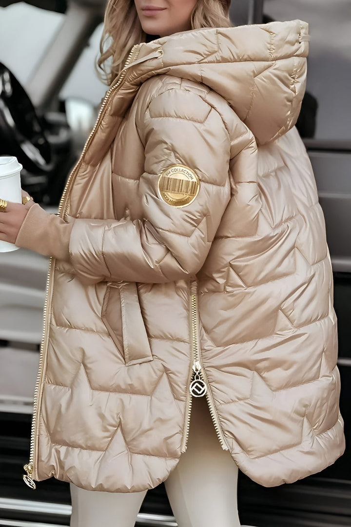 Abrigo puffer acolchado largo para mujer (4)
