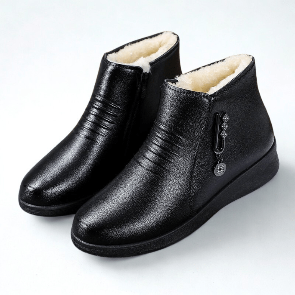 Bequeme Damen Winterstiefel mit Reißverschluss in Schwarz 1