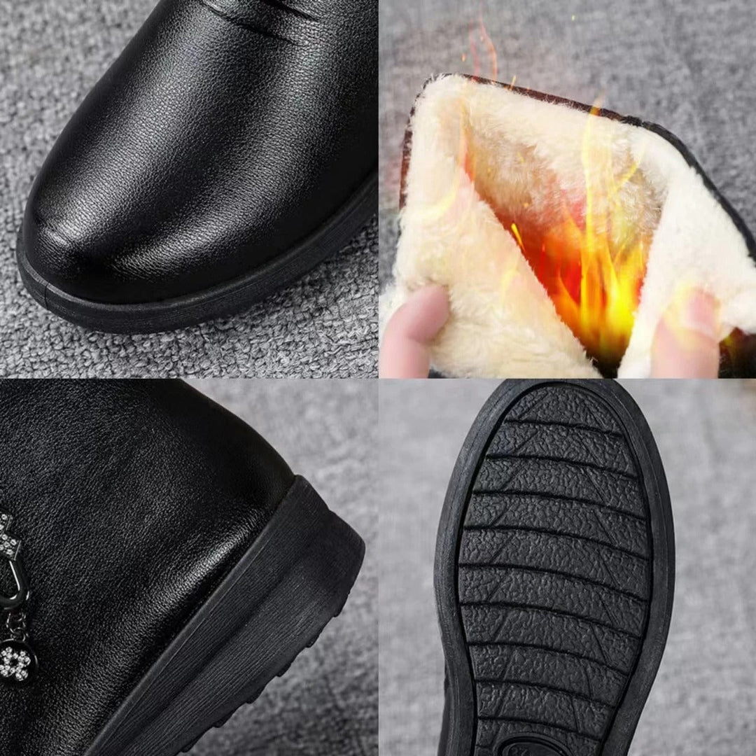 Bequeme Damen Winterstiefel mit Reißverschluss in Schwarz 4