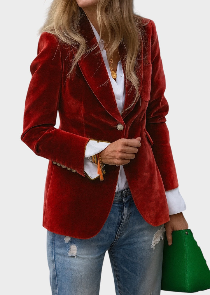 Blazer Elegante Sastre para Mujer en Rojo