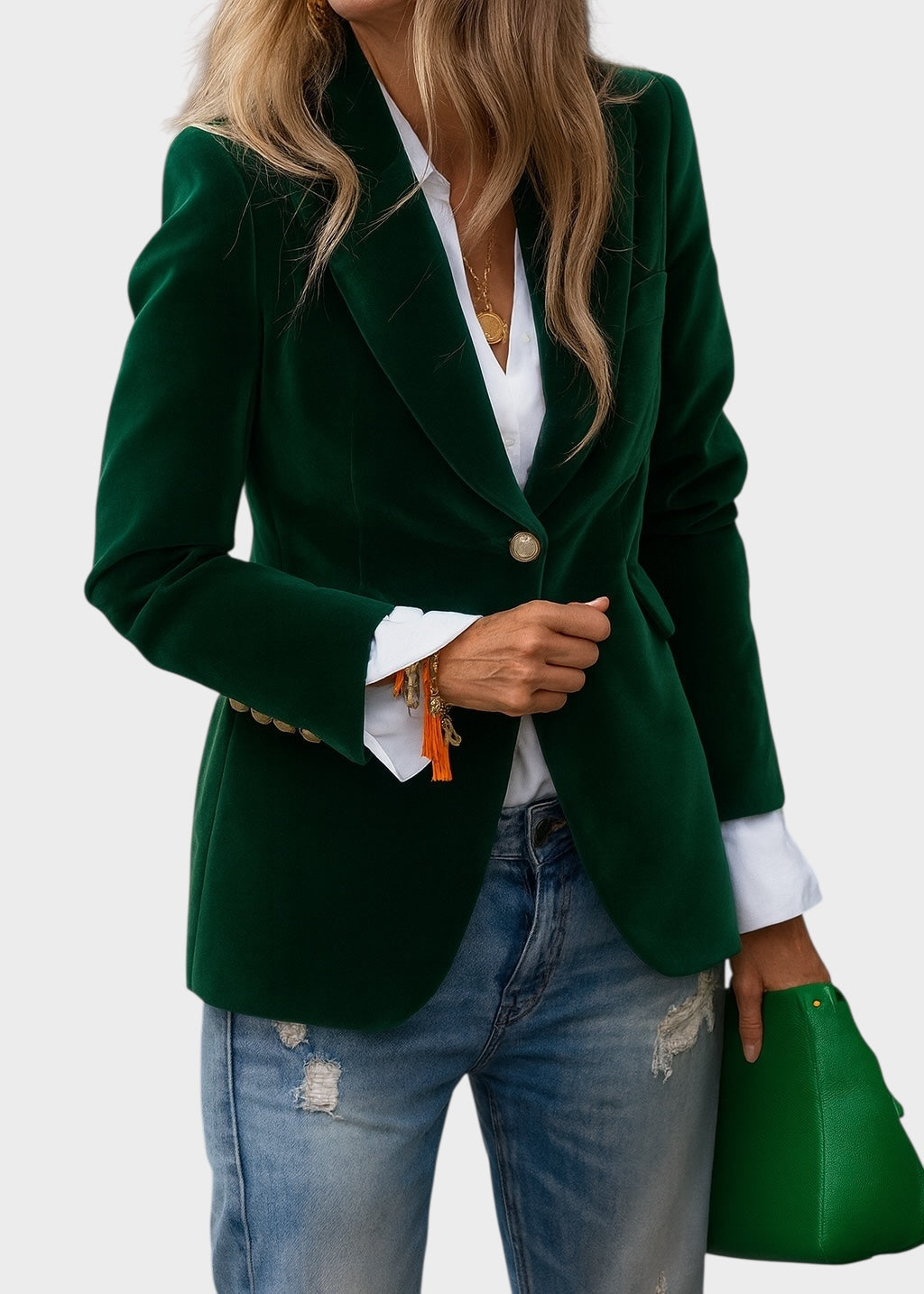 Blazer Elegante Sastre para Mujer en Verde