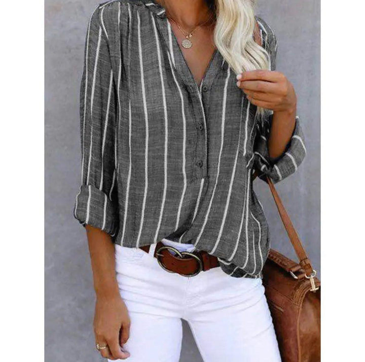 Blusa de Lino Rayada para Verano (2)