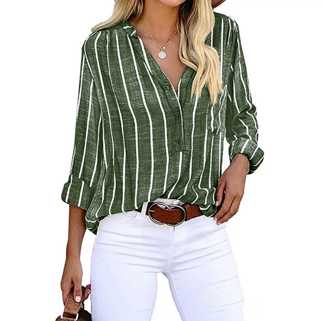 Blusa de Lino Rayada para Verano (3)