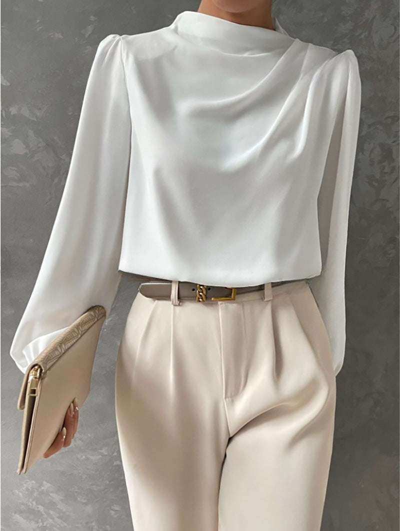 Blusa Elegante Casual Manga Larga de Verano en Blanco