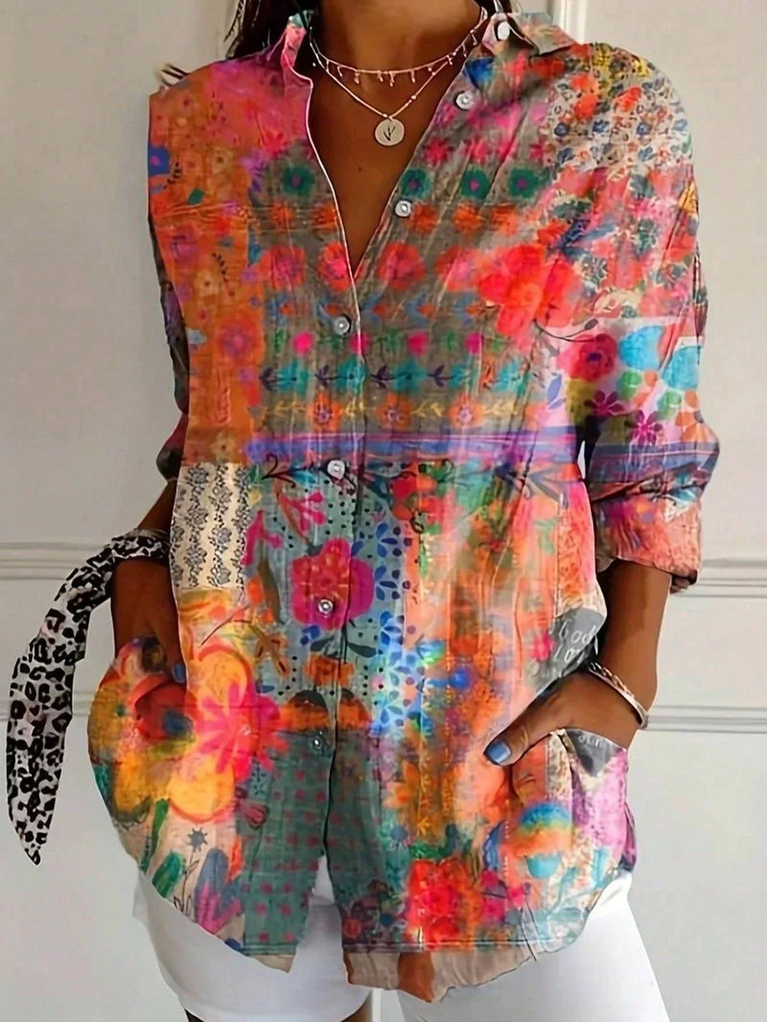 Blusa para Mujer Estampada Colorida en Naranja