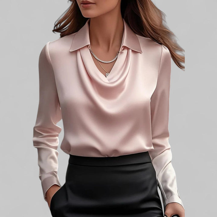 Blusa Satinada con Drapeado para Eventos en Rosa