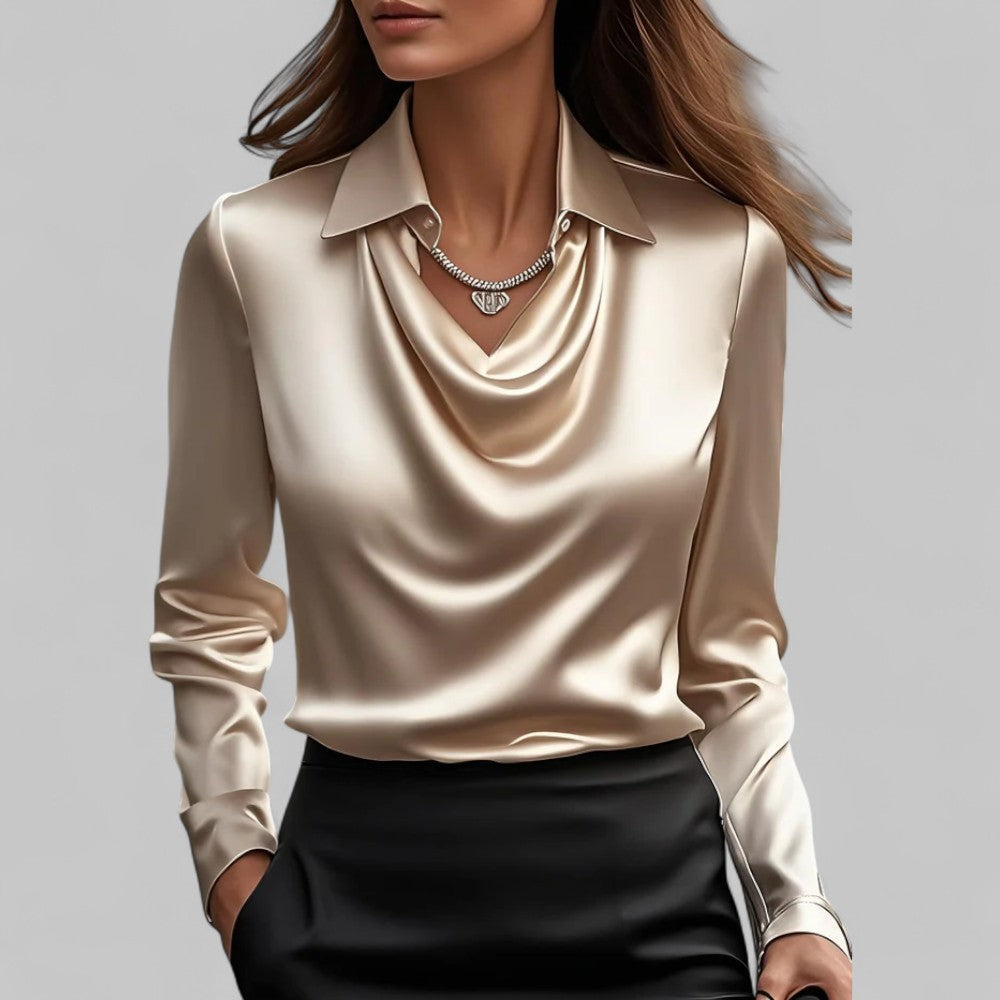 Blusa Satinada con Drapeado para Eventos en Sekt
