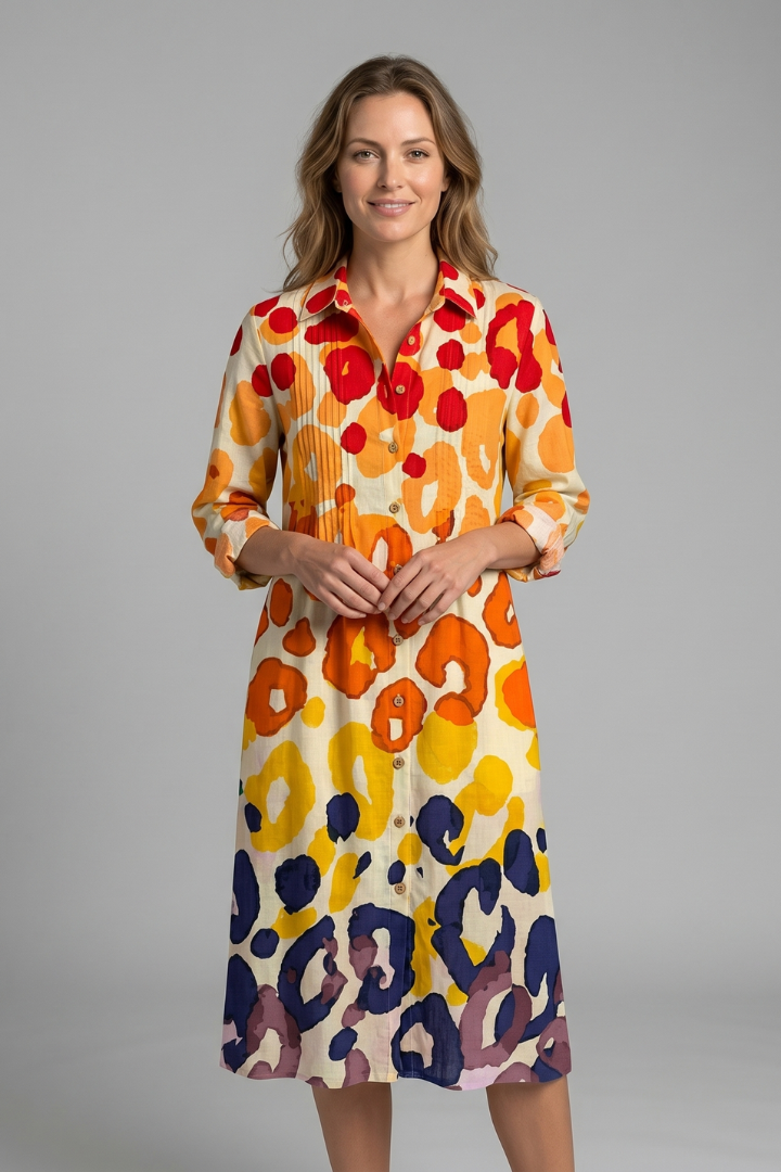 Boho Damen Strickkleid für den Alltag in Orange 2