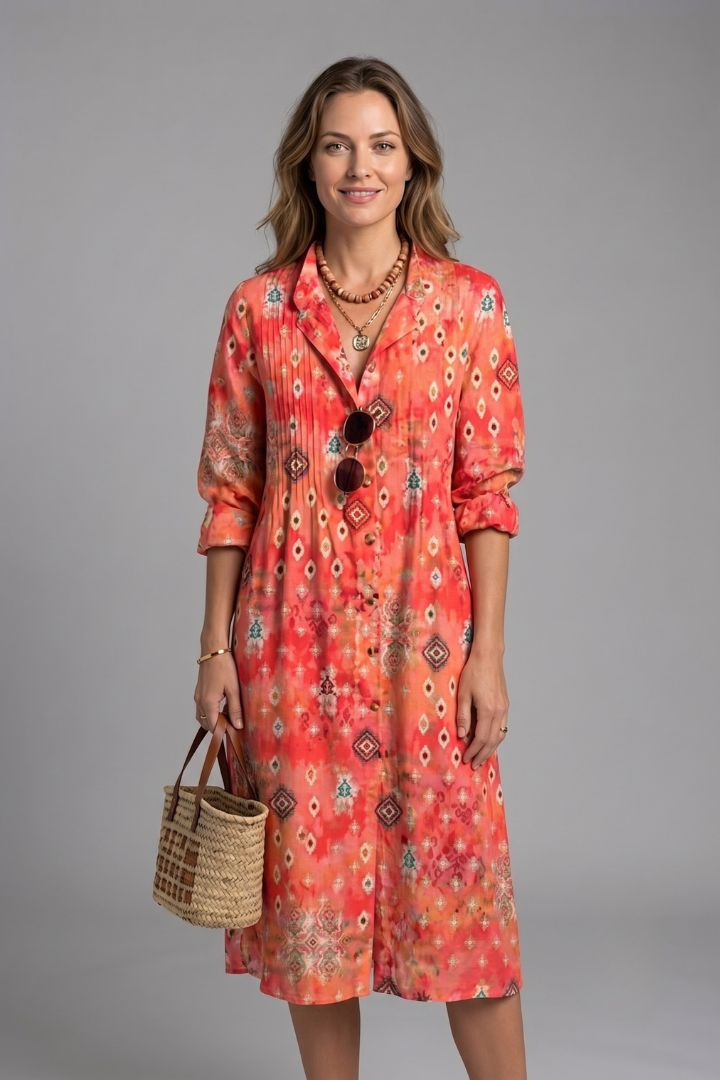 Boho Damen Strickkleid für den Alltag in Orange