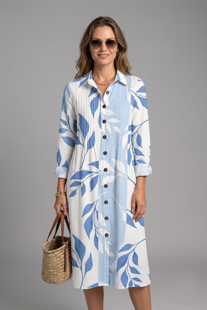Boho Damen Strickkleid für den Alltag in Sky Blue