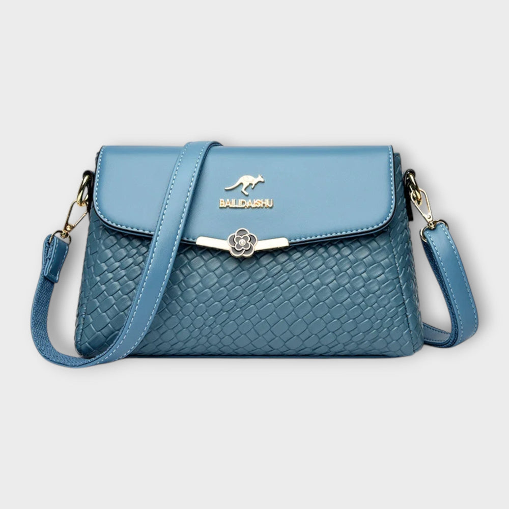 Bolsa Compacta Tejida Elegante para Mujer en Azul
