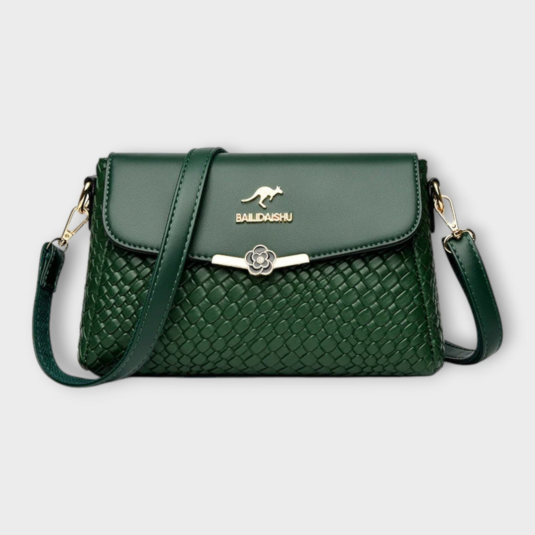 Bolsa Compacta Tejida Elegante para Mujer en Verde