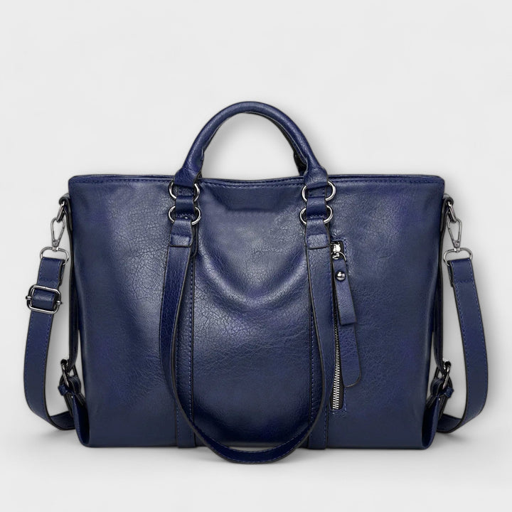 Bolsa de Cuero Suave Grande para Diario en Azul