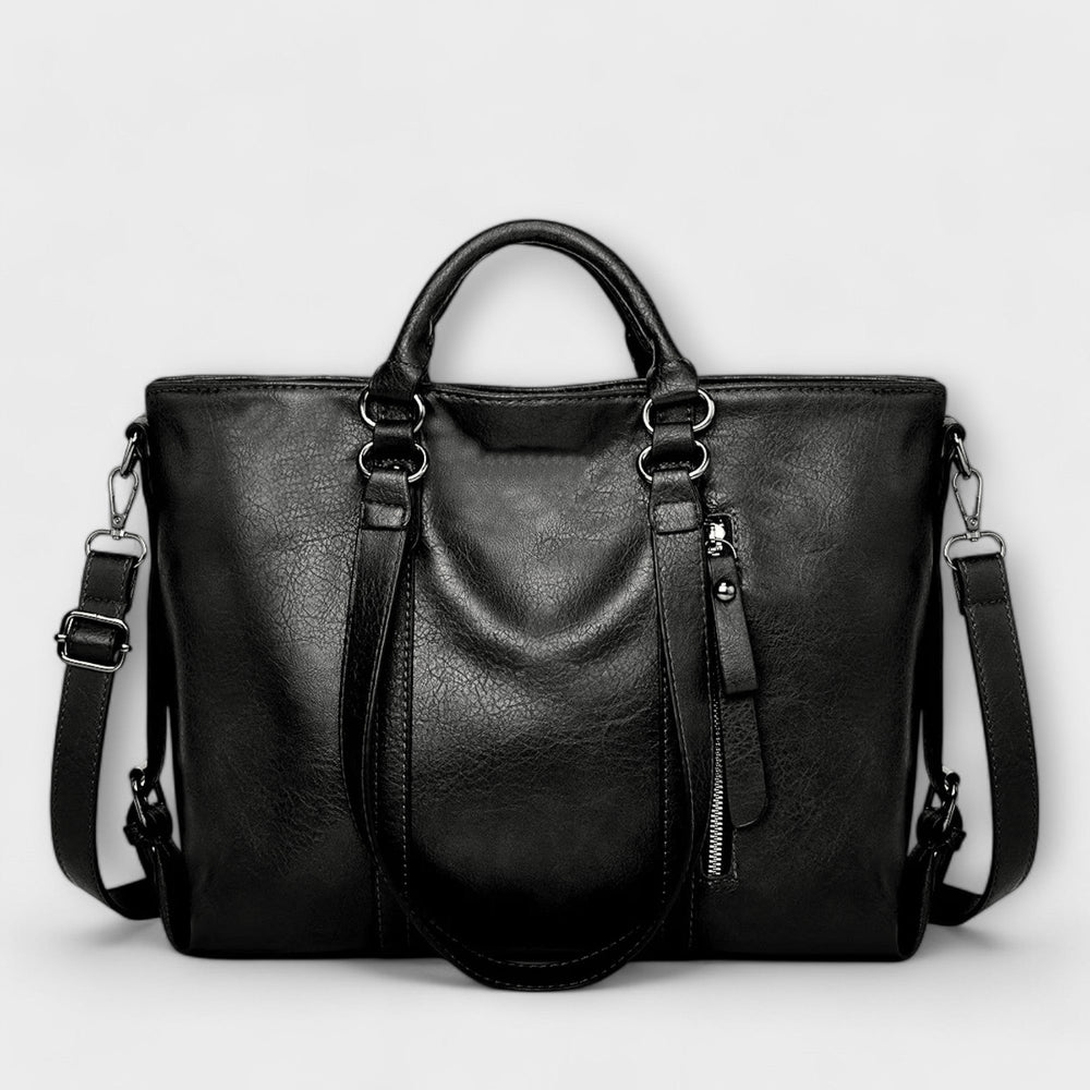 Bolsa de Cuero Suave Grande para Diario en Negro