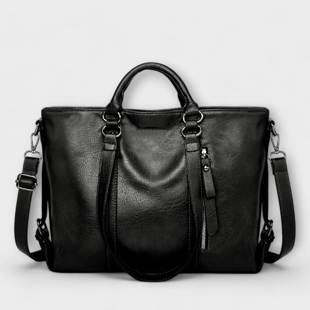 Bolsa de Cuero Suave Grande para Diario en Negro