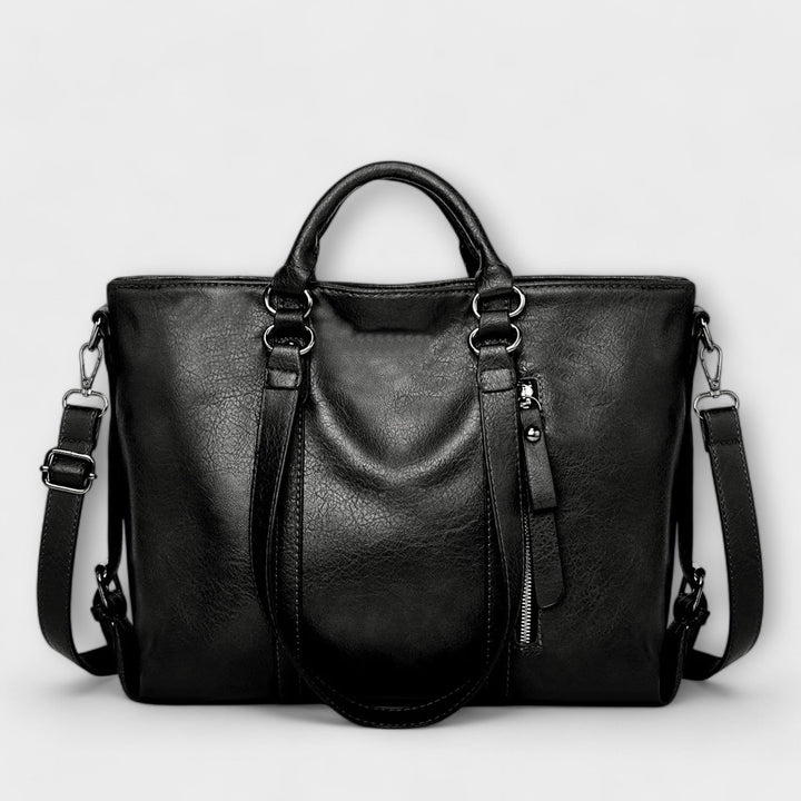 Bolsa de Cuero Suave Grande para Diario en Negro