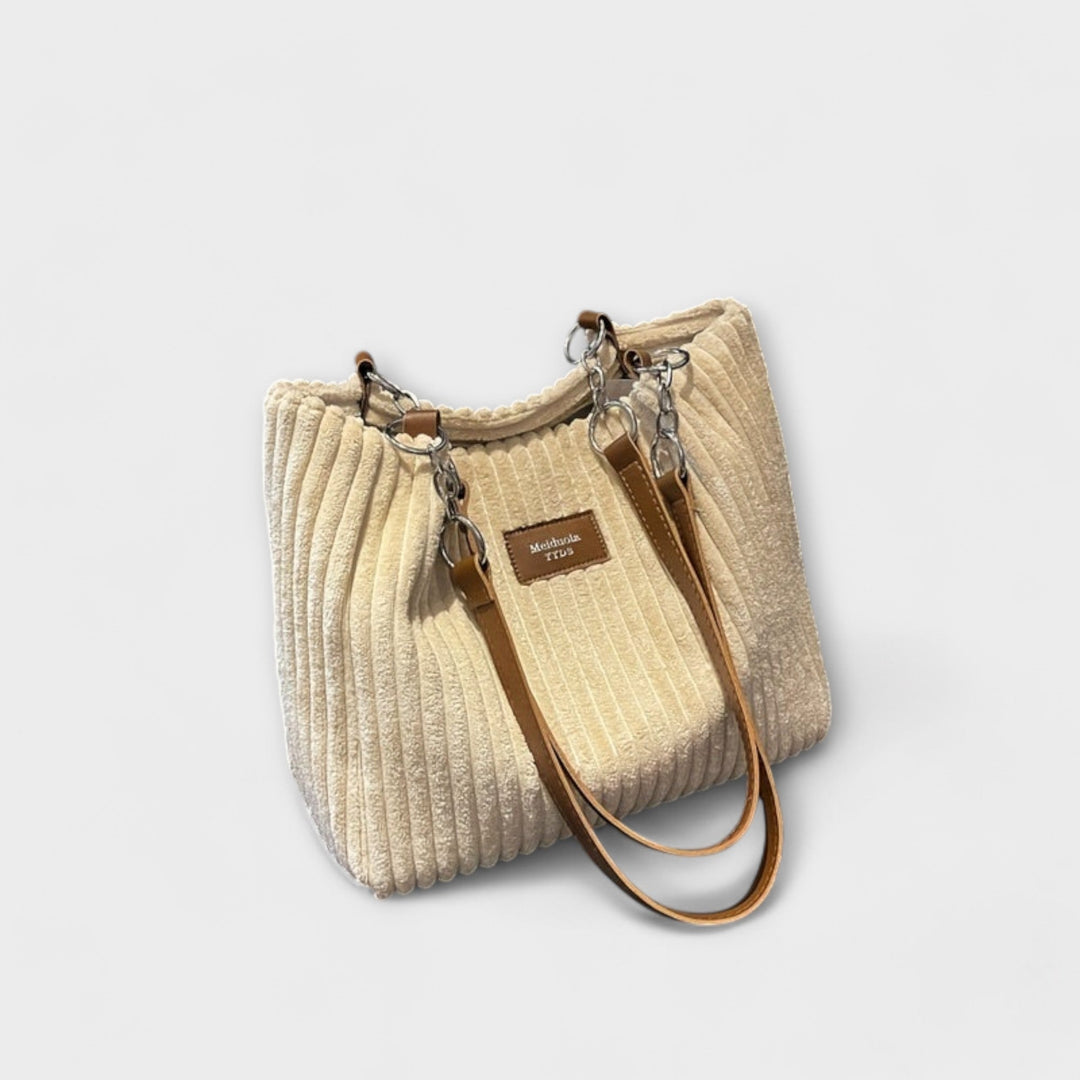 Bolsa Elegante de Pana para Cada Día en Beige