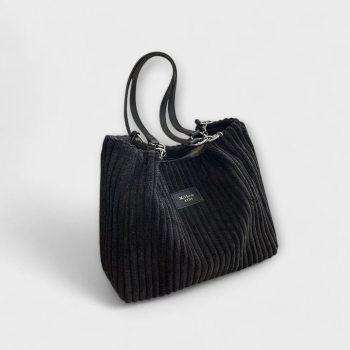 Bolsa Elegante de Pana para Cada Día en Negro