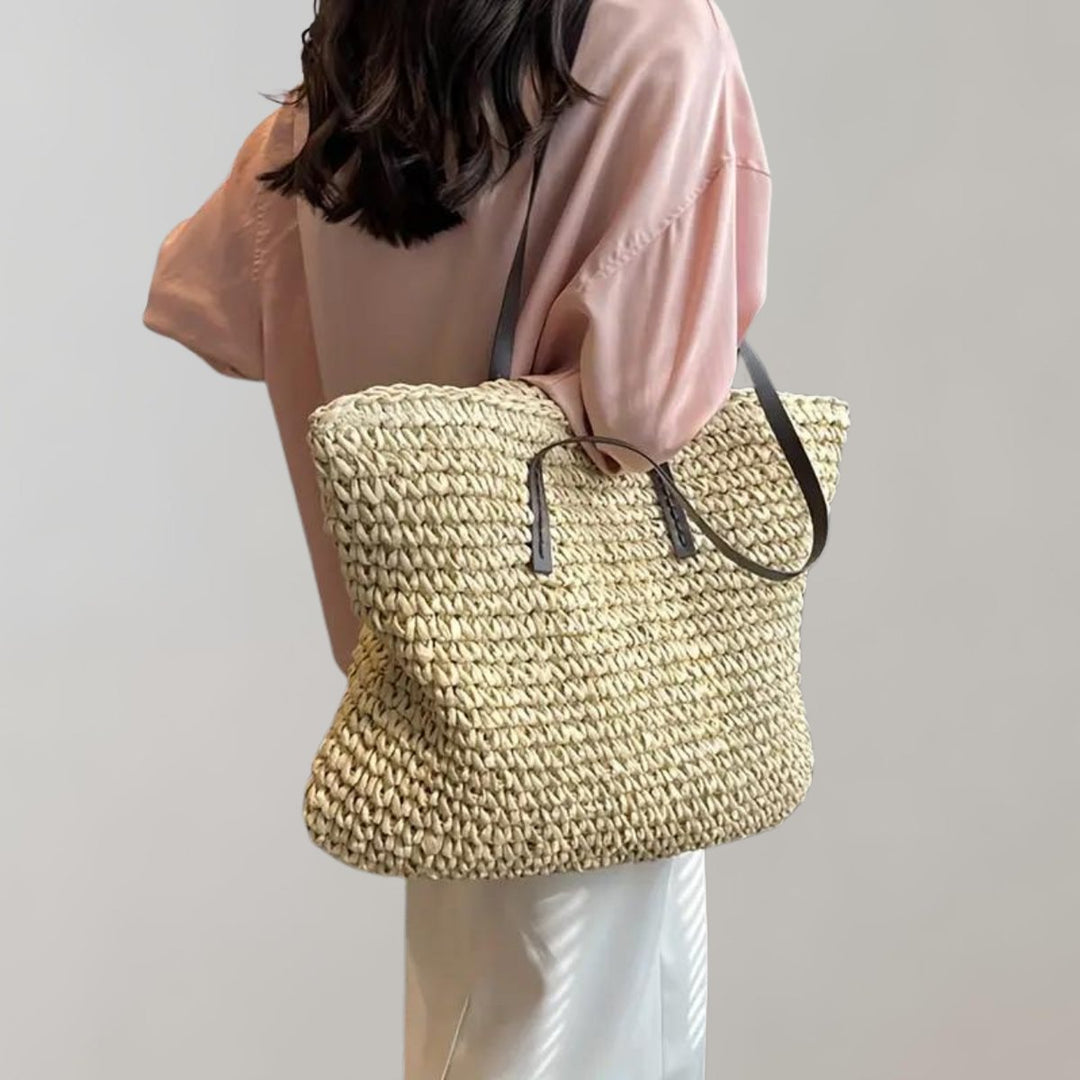 Bolsa Tote Bohemia de Rafia Tejida Espaciosa (3)
