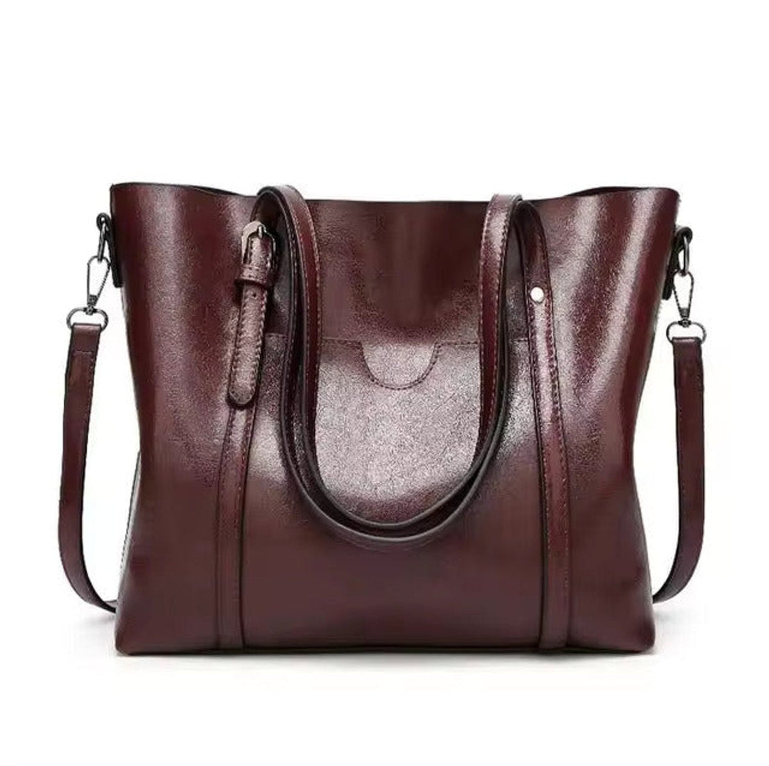 Bolsa Tote Mujer de Cuero Sintético Grande en Coffee