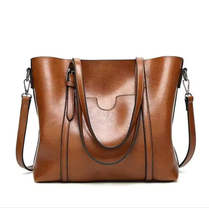 Bolsa Tote Mujer de Cuero Sintético Grande en Marrón