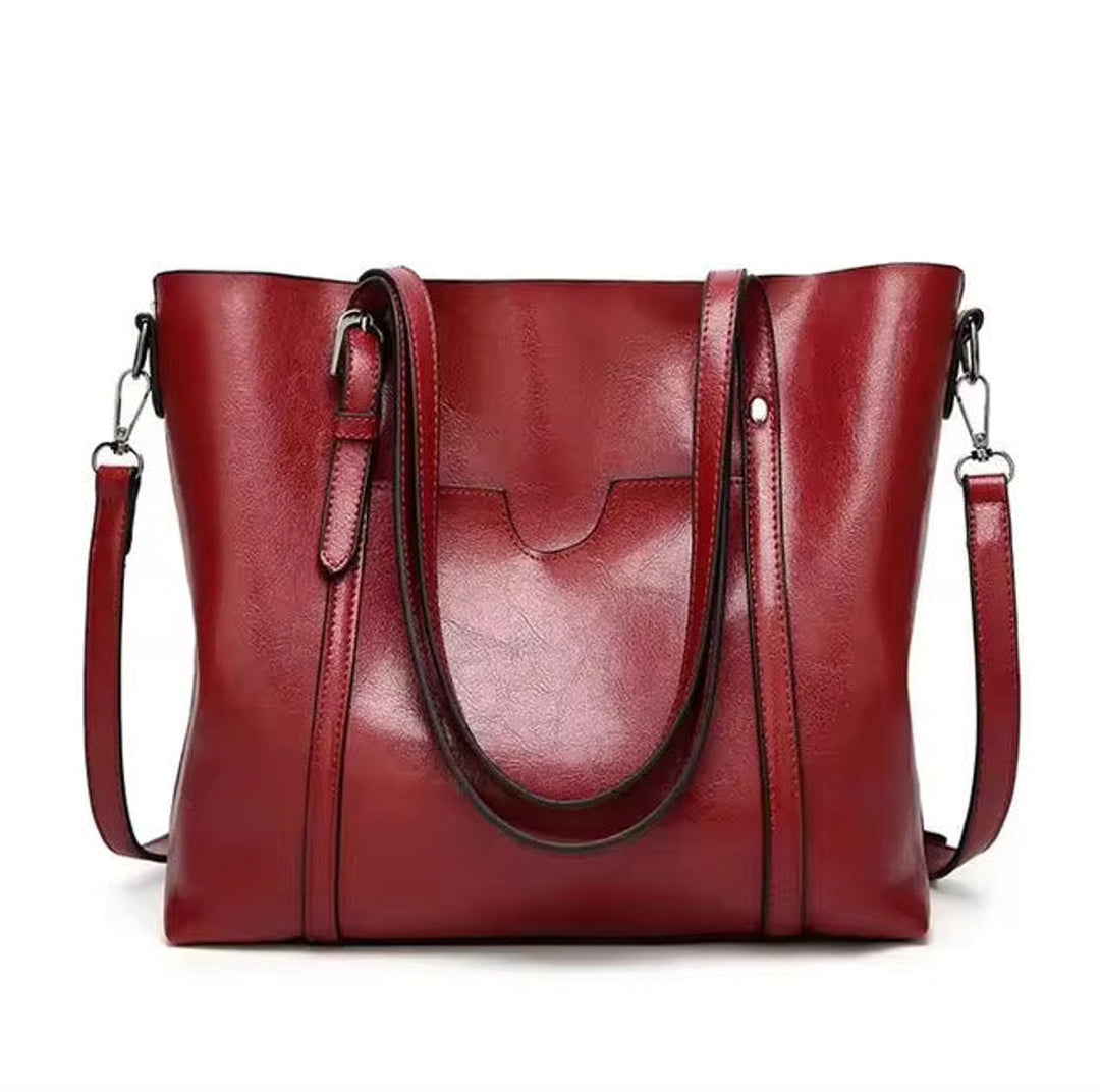 Bolsa Tote Mujer de Cuero Sintético Grande en Rojo
