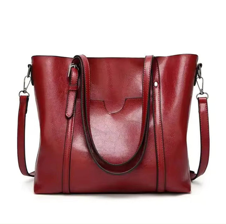 Bolsa Tote Mujer de Cuero Sintético Grande en Rojo