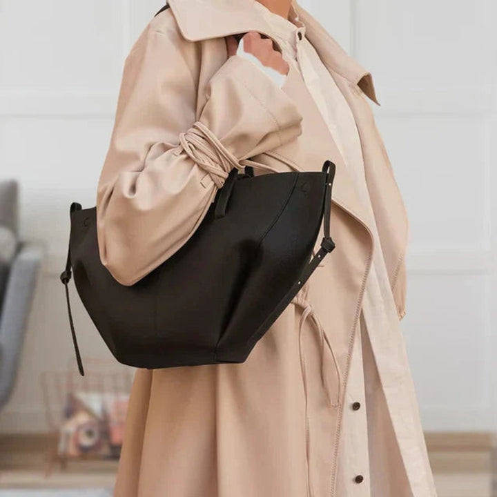 Bolsa Tote Mujer Vintage Cuero Sintético Grande en Negro
