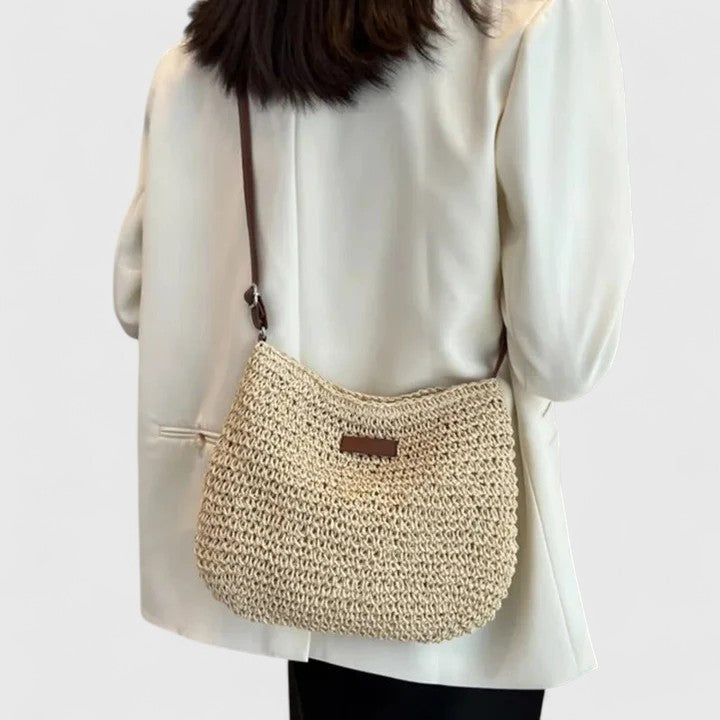 Bolso de Hombro Tejido para Mujer Verano en Beige