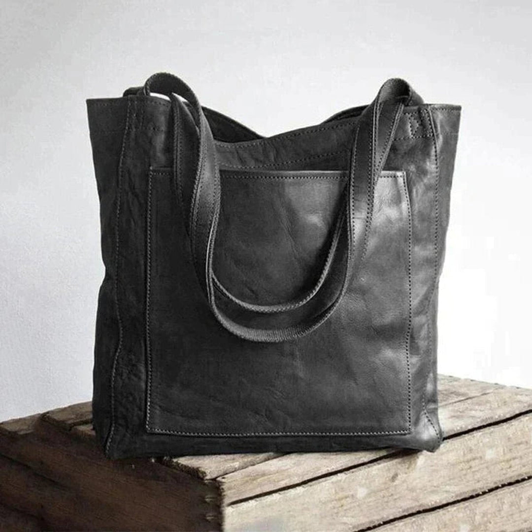 Bolso para Laptop de Cuero Clásico Mujer en Negro