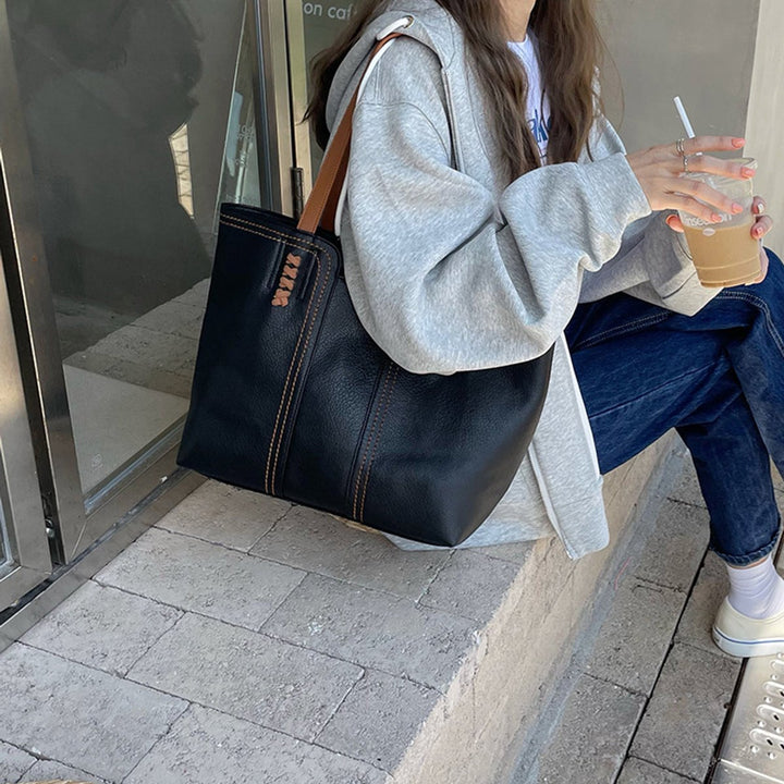 Bolso Portátil Minimalista de Cuero Sintético para Mujer (5)