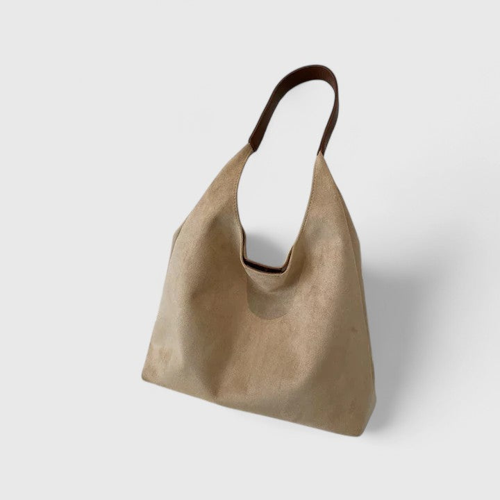 Bolso portátil minimalista de hombro para mujer en Beige
