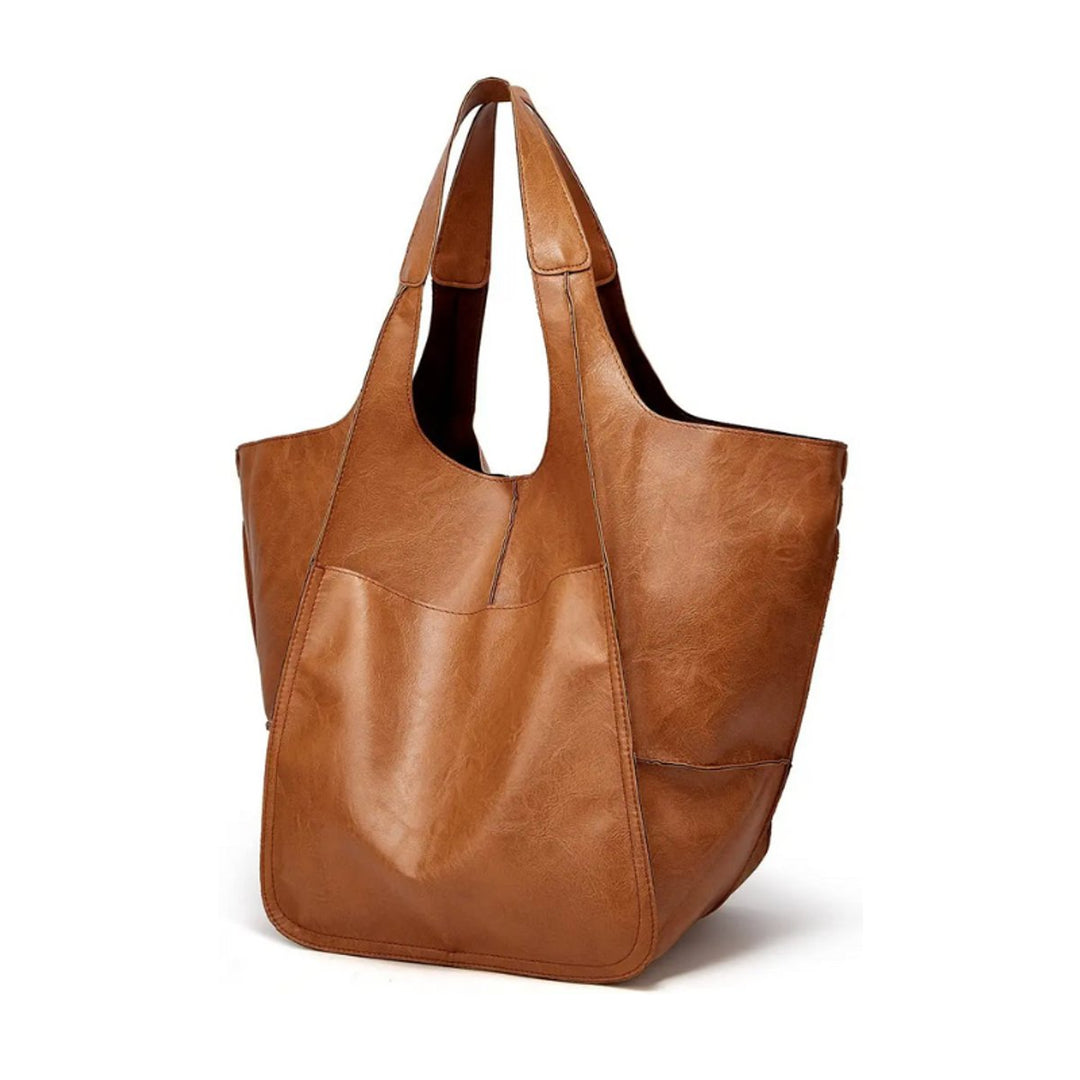 Bolso Tote de Cuero Vegano Extragrande en Chestnut