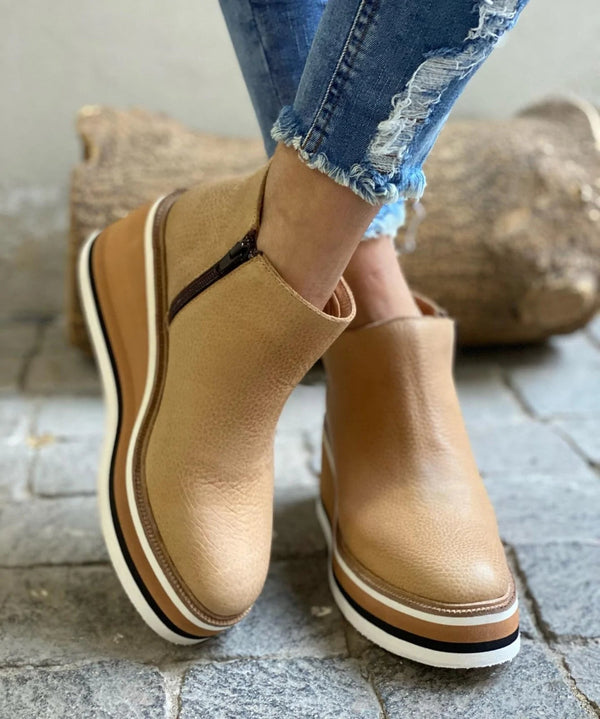 Botas Cómodas de Tobillo para Mujer en Caqui