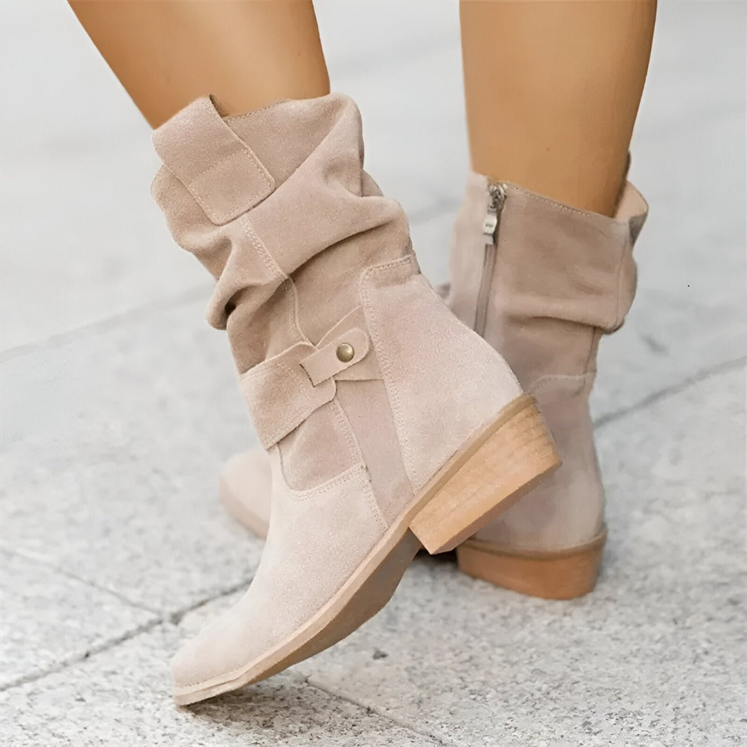 Botas de Ante Suave Cómodas para Mujer en Beige