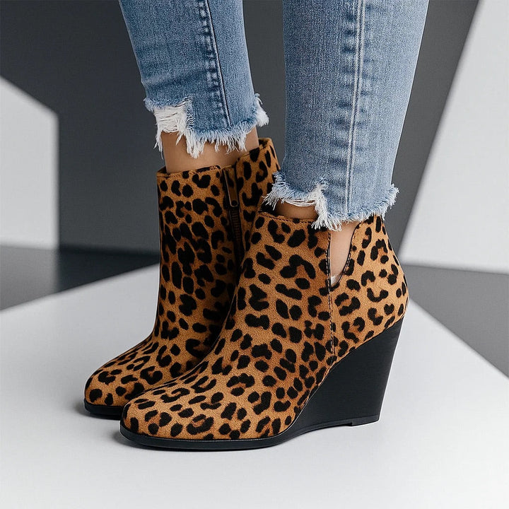 Botas de Ante Tobillo con Cuña para Mujer (7)