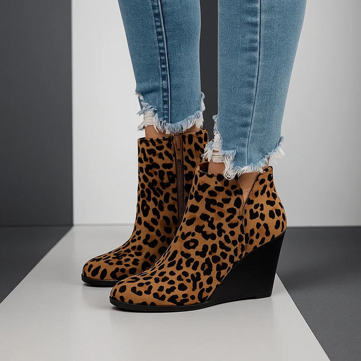 Botas de Ante Tobillo con Cuña para Mujer (9)