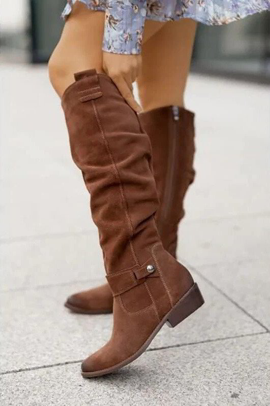 Botas de Cuero Casuales a la Rodilla en Marrón