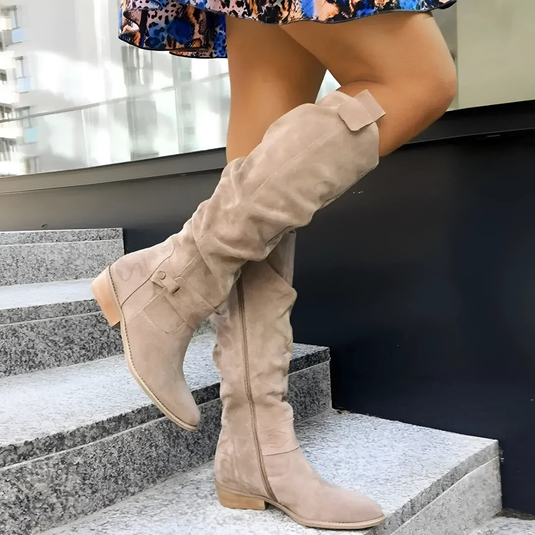 Botas de Cuero Elegantes para Mujer en Beige