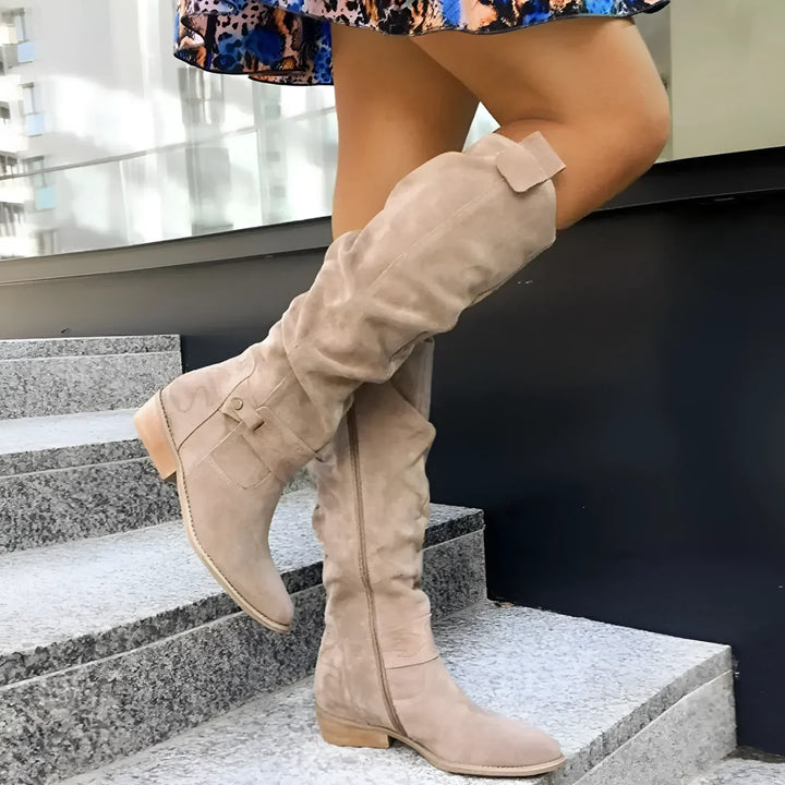 Botas de Cuero Elegantes para Mujer en Beige