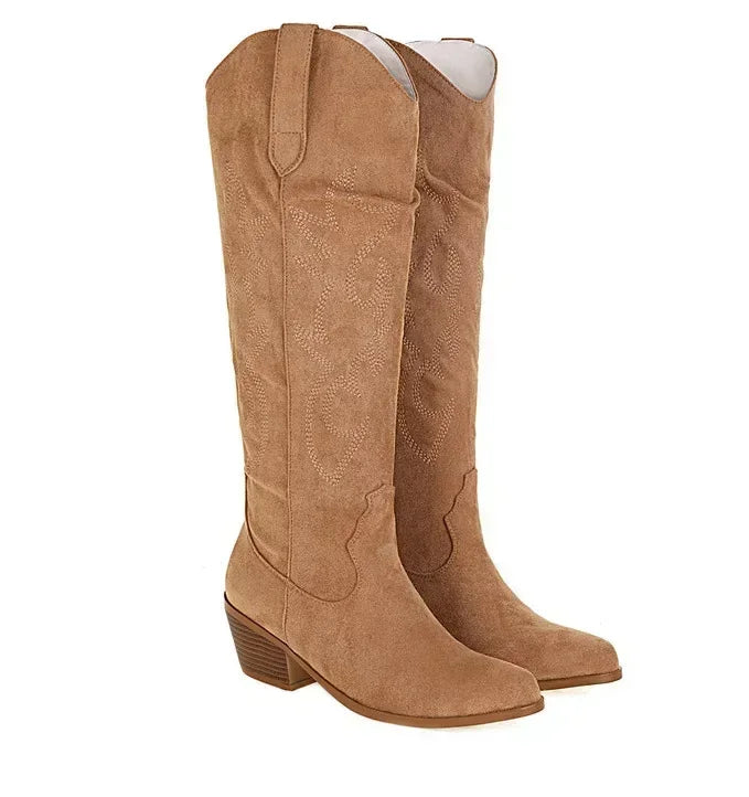 Botas de cuero estilo cowboy hasta la rodilla (4)