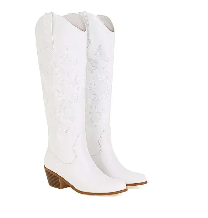 Botas de cuero estilo cowboy hasta la rodilla (6)