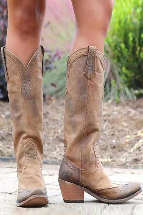 Botas de Cuero Vaquero para Aventuras Diarias en Amarillo
