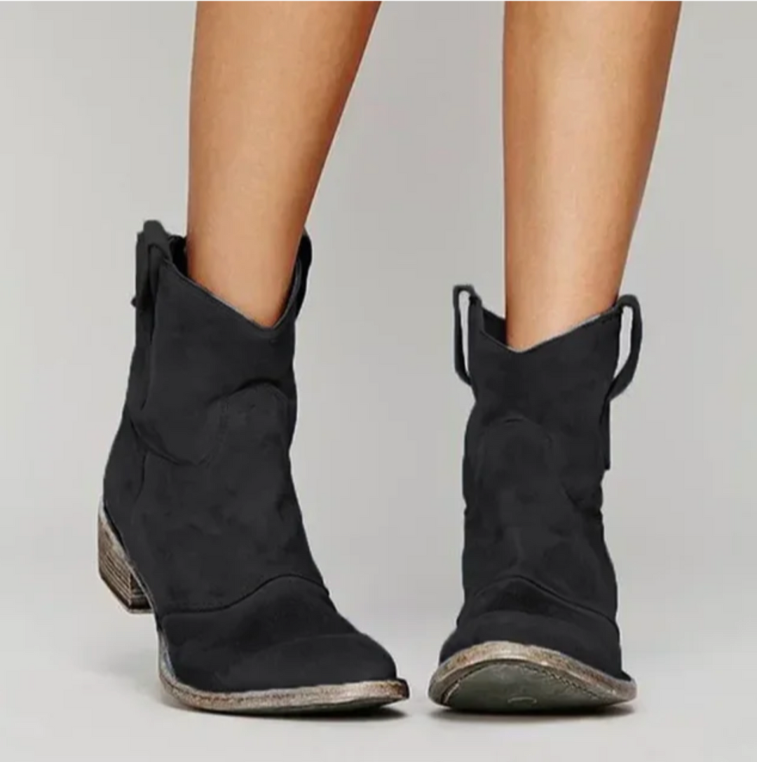 Botas de Cuero Vaquero para Mujeres en Negro
