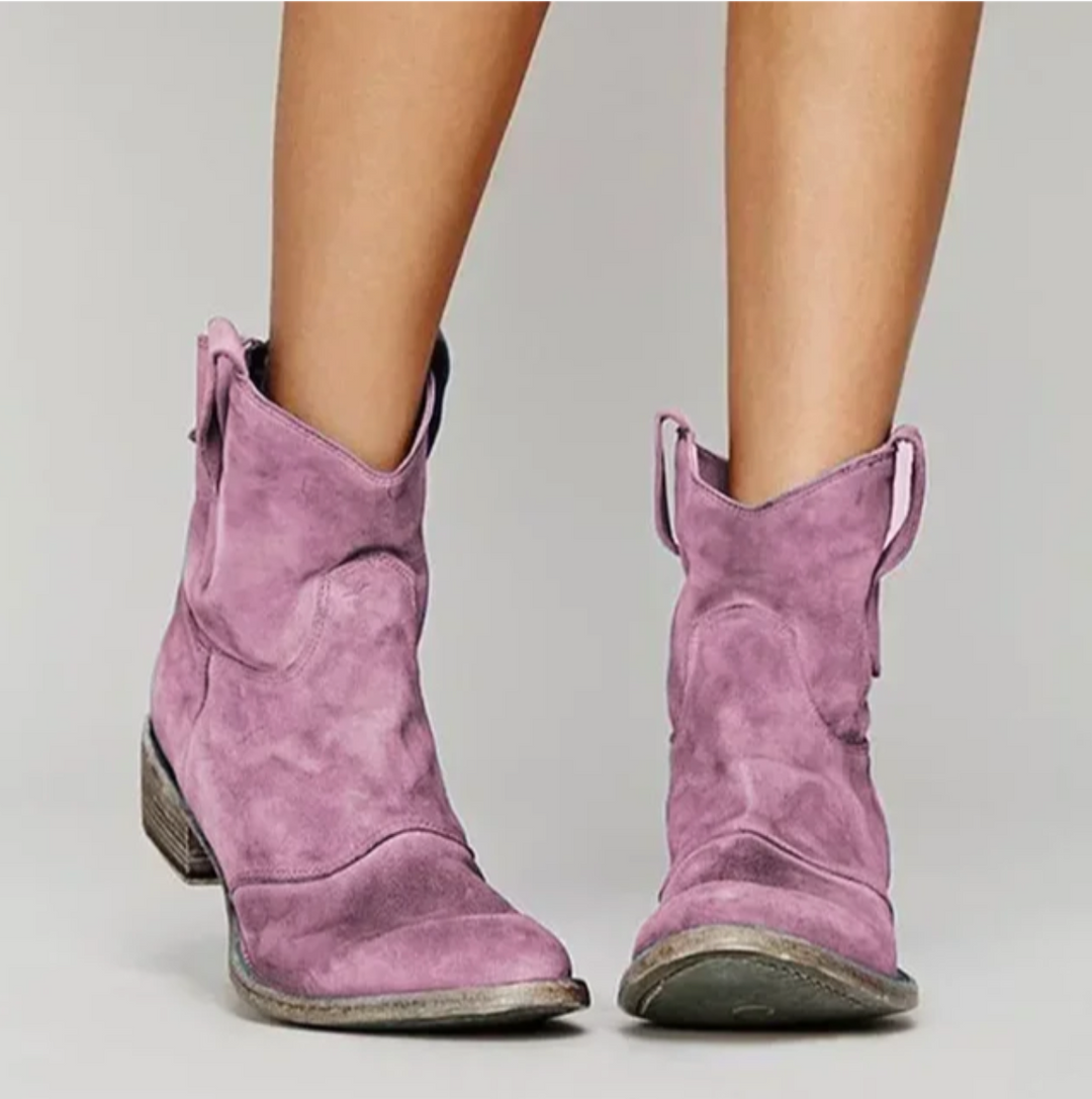 Botas de Cuero Vaquero para Mujeres en Rosa