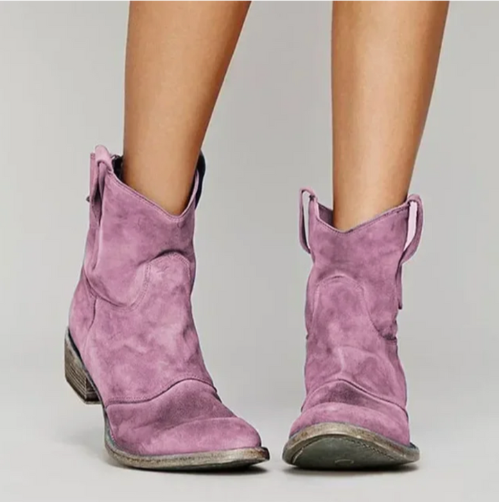Botas de Cuero Vaquero para Mujeres en Rosa