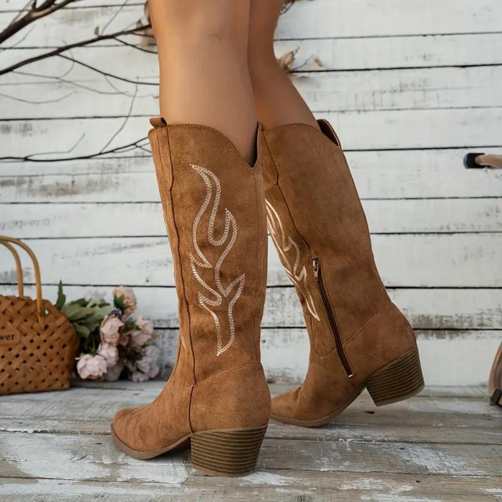 Botas de Cuero Vaquero Retro para Mujer (2)
