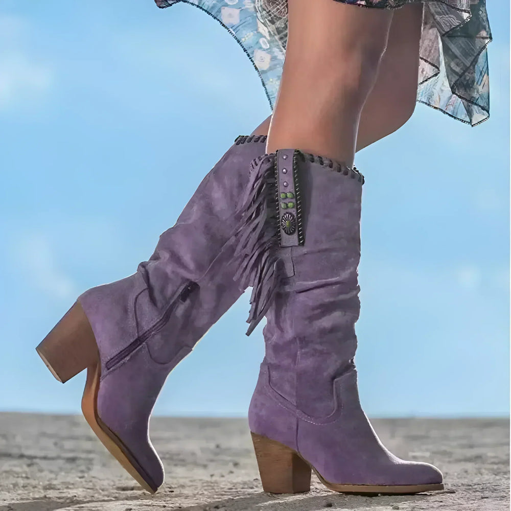 Botas de Cuero Western para Mujer en Morado