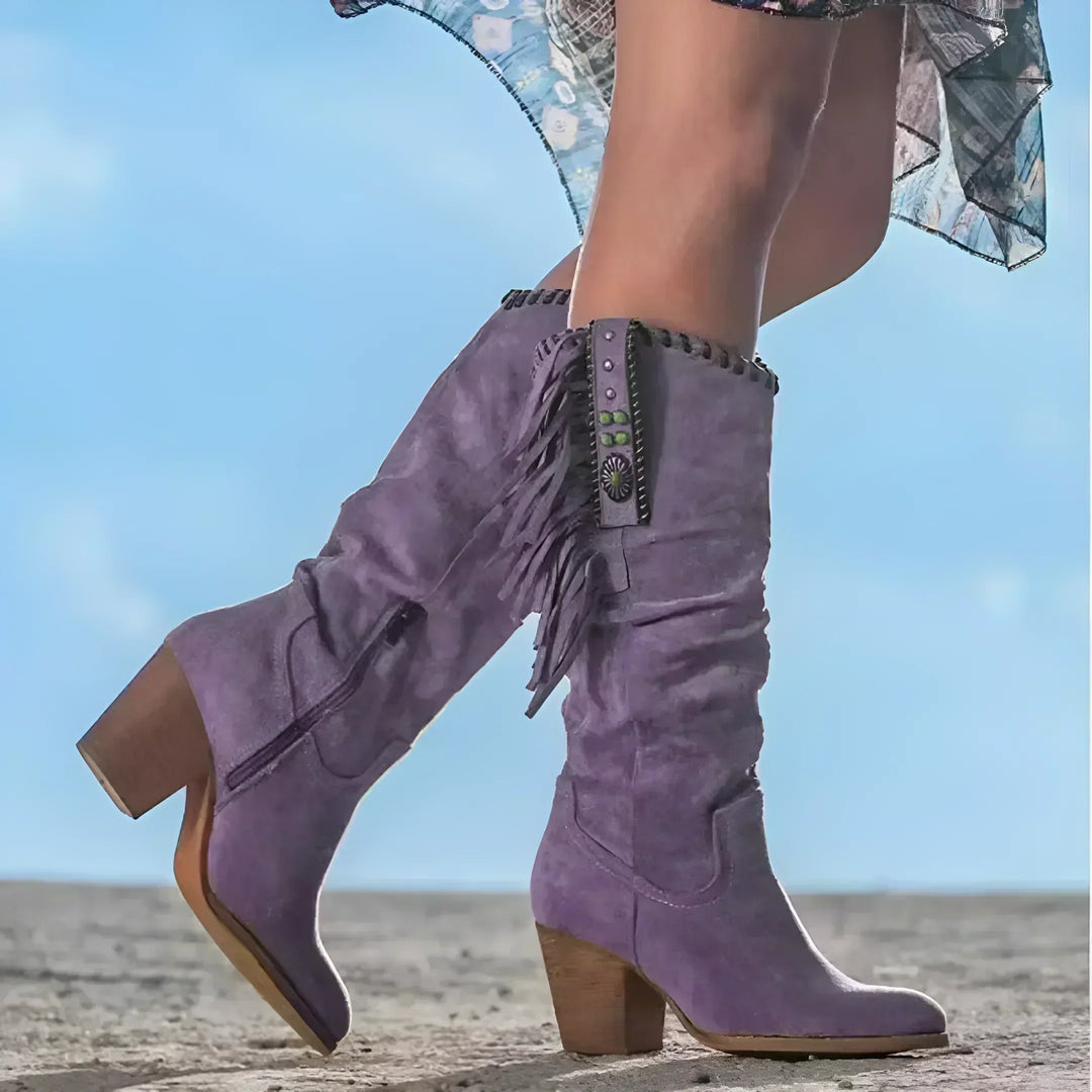Botas de Cuero Western para Mujer en Morado